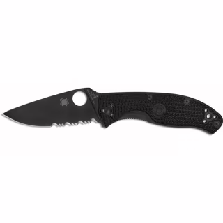 Нож Spyderco Tenacious Black Blade Lightweight полусеррейтор (C122PSBBK)