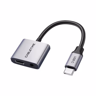 Переходник USB-C M to 3.5mm F + USB-C F PD60W Cabletime (CA915750)