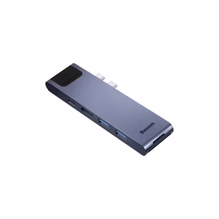 Концентратор Baseus USB-C Thunderbolt 7-in-1 2xUSB 3.0 + 1xUSB-C PD + HDMI 4K60Hz + SD/TF + 1xRJ45 1000Mbps gray (CAHUB-L0G)