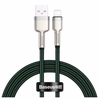 Дата кабель USB 2.0 AM to Lightning 2.0m 2.4A metal green Baseus (CALJK-B06)