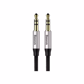 Кабель мультимедийный 3.5mm M to 3.5mm M 1.0m silver-black Baseus (CAM30-BS1)