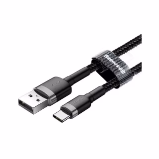 Дата кабель USB 2.0 AM to USB-C 1.0m 3A grey-black Baseus (CATKLF-BG1)