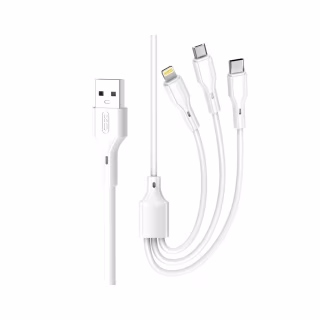 Дата кабель USB 2.0 AM to Lightning + Micro 5P + USB-C 1.0m 2.4A XO (CB-23U3)