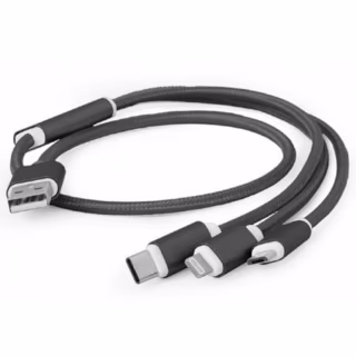 Дата кабель USB 2.0 AM to Lightning + Micro 5P + USB-C 1.0m black Cablexpert (CC-USB2-AM31-1M)