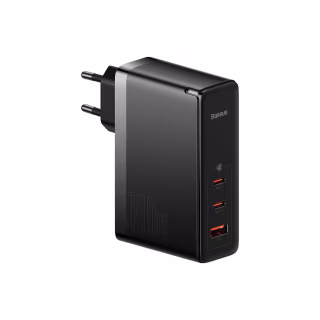 Зарядний пристрій Baseus 2xUSB-C 140W + 1xUSB GaN + cable USB-C to USB-C black (CCGP100201)