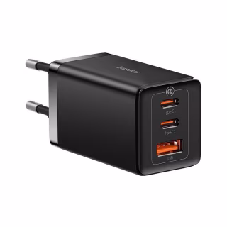 Зарядное устройство Baseus 2xUSB-C 65W + 1xUSB GaN + cable USB-C to USB-C 100W 1.0m black (CCGP120201)