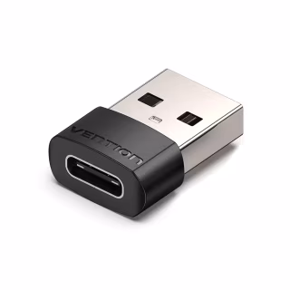 Переходник USB 2.0 AМ to USB Type-C (F) Black PVC Vention (CDWB0)