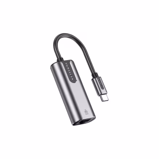 Перехідник USB-C to RJ45 Ethernet 1000Mbps Aluminum black Vention (CFNHB)