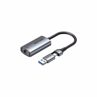 Переходник USB-C to RJ45 Ethernet 1000Mbps gray Vention (CFQHB)