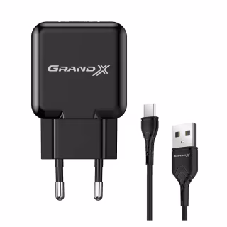Зарядное устройство Grand-X CH-03T USB 5V 2,1A Black + cable USB -> Type C, Cu, 4A, TPE (CH-03T)