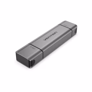 Считыватель флеш-карт Vention USB 3.0 AM/USB-C to SD+TF Gray Dual Drive Letter Aluminum Alloy (CLLH0)