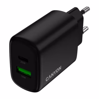 Зарядное устройство Canyon OnCharge 250 25W 1xPD 1xQC EU Black (CNE-CHA250-31)