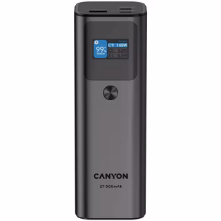 Батарея універсальна Canyon PB-2010 27000mAh PD/3.1/140Wh, in/out2xUSB-C PD/140W, outUSB-A/22.5W (CNE-CPB2010DG)