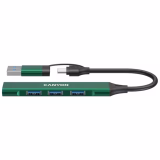 Концентратор Canyon hub DS-02 4in1 USB-A/C Green (CNS-TDS02GR)