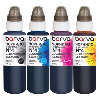 Чернила Barva Canon/HP/Lexmark 4 4x100 мл, BK/C/M/Y, universal (CU4-100-MP)