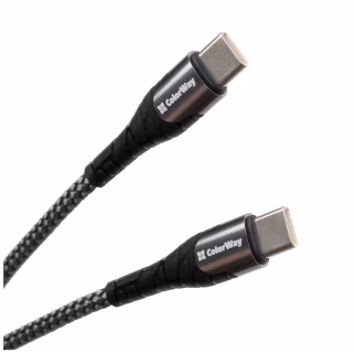 Дата кабель USB-C to USB-C 1.0m PD Fast Charging 65W 3А grey ColorWay (CW-CBPDCC040-GR)