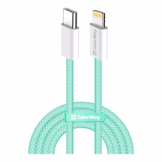 Дата кабель USB-C to Lightning 1.0m 27W green ColorWay (CW-CBPDCL061-G)
