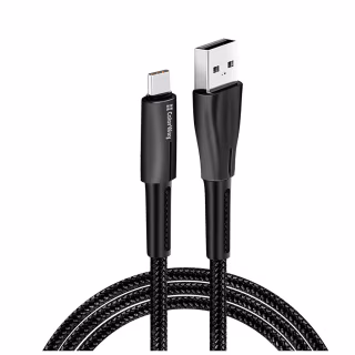 Дата кабель USB 2.0 AM to USB-C 1.0m zinc alloy + led black ColorWay (CW-CBUC035-BK)