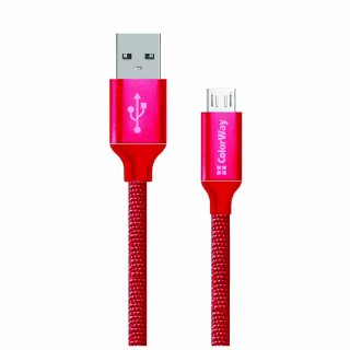 Дата кабель USB 2.0 AM to Micro 5P 1.0m 2.1А red ColorWay (CW-CBUM002-RD)