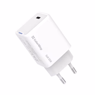Зарядний пристрій ColorWay GaN Mini 65W PD Port PPS USB-C white (CW-CHS049PD-WT)