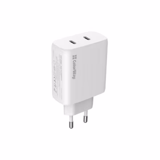 Зарядний пристрій ColorWay GaN Mini 50W PD Port PPS USB (Type-C PD 30W + Type-C PD 20W) white (CW-CHS050PD-WT)
