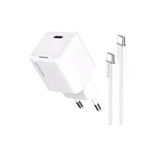 Зарядний пристрій ColorWay GaN Mini 35W PD Port PPS USB-C white cable Type-C (CW-CHS056PDC-WT)