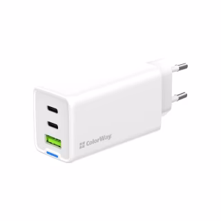 Зарядное устройство ColorWay GaN Mini 65W PD Port PPS USB (USB-2C1A) white (CW-CHS058PD-WT)