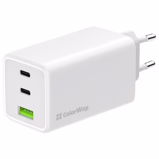 Зарядний пристрій ColorWay C101B GaN Mini 100W PD PPS 2xUSB-C + USB-A white (CW-CHS061PD-WT)