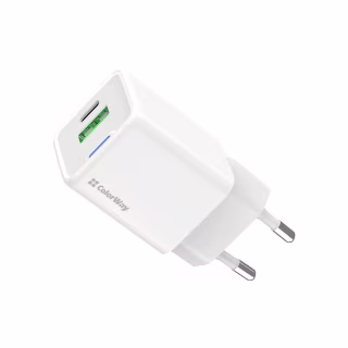 Зарядний пристрій ColorWay USB-C PD20W + 1xUSB QC4.0 white (CW-CHS062PD-WT)