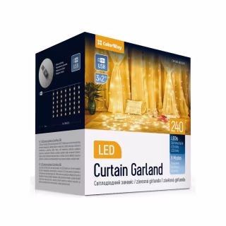 Гірлянда ColorWay Штора завіса 3 x 2 м 240 LED USB теплий колір (CW-GW-240L32U)
