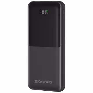 Батарея универсальная ColorWay 10 000 mAh PD/22.5W, QC/3.0, LCD, Black (CW-PB100LPB3BK-PDD)