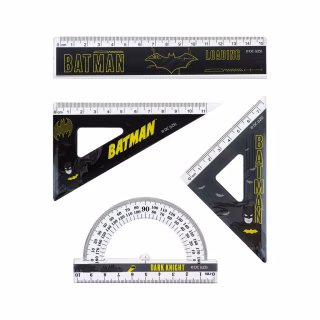 Линейка Kite набор: линейка 15 см, 2 угольника, транспортир DC Comics (DC25-282)