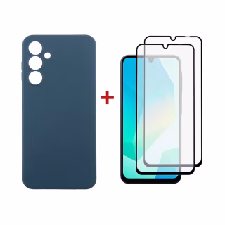 Чехол для мобильного телефона Dengos Samsung Galaxy A16 Carbon + glass 2pcs (Blue) (DG-CTG2P-07)