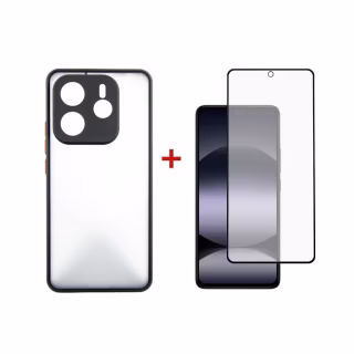 Чехол для мобильного телефона Dengos Kit Xiaomi Redmi Note 14 5G case Matte + glass (Black) (DG-KM-127)