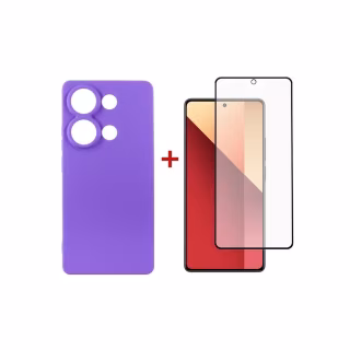 Чехол для мобильного телефона Dengos Kit for Xiaomi Redmi Note 13 Pro 4G case + glass (Purple) (DG-KM-64)