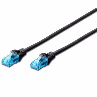 Патч-корд 0.5м, UTP, cat.5e, CCA, black Digitus (DK-1512-005/BL)