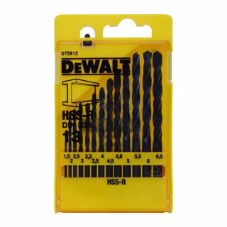 Набор сверл DeWALT HSS-R по металлу, 13шт, d=1,5-6,5мм. (DT5912)