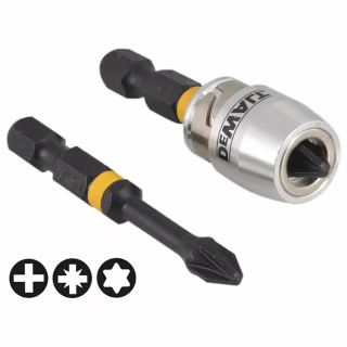 Набір біт DeWALT IMPACT TORSION, ударних, Pz2, L=50 мм, 2 шт.+магнітний тримач (DT70535T)