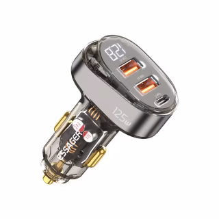 Зарядное устройство Essager 2xUSB + 1xUSB-C 125W QC3.0/PD3.0 Display Car Charger (ECC2AC-FM12-Z)