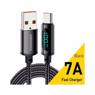 Дата кабель USB 2.0 AM to USB-C 1.0m 7A LED black Essager (EXCT-XY01-P)