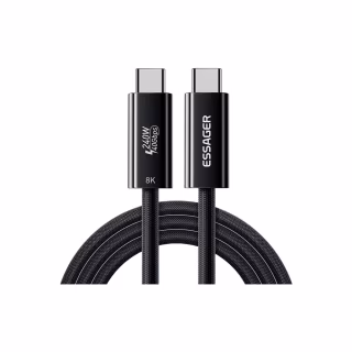 Дата кабель USB-C to USB-C 1.0m Thunderbolt 4 240W 8K60Hz black Essager (EXCTT4-PL01-P)