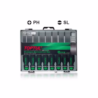 Набор отверток Toptul прецизионных 8шт. PH000-PH0, SL1.2-SL3 (GAAW0802)