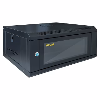 Шафа настінна GEAR 4U 19" 600x450x280 мм, + полка 19", black (GWMSN-4U-600-450)