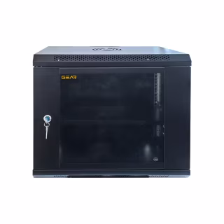 Шкаф настенный GEAR 9U 19'' 600x600x450 мм, + полка 19", black (GWMSN-9U-600-600)