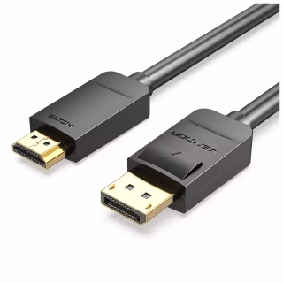Кабель мультимедийный DisplayPort M to HDMI M 1.5m 1080p60Hz black Vention (HADBG)