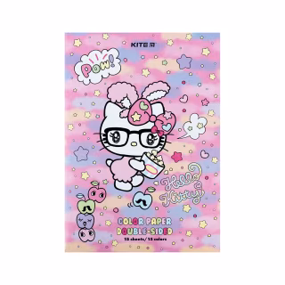 Цветная бумага Kite А4 двухсторонняя Hello Kitty 15л/15 цв (HK24-250)