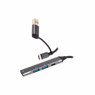 Концентратор Maxxter USB-C + USB-A to 1xUSB 3.0 + 2xUSB 2.0 + 1xUSB-C (HU3C-4P1CN-01)