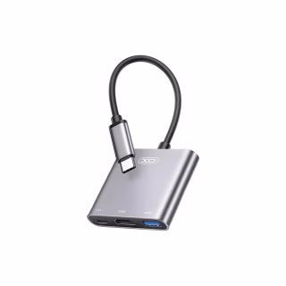 Концентратор XO USBC to USBCPD100W + HDMI 4K30Hz + USB 3.0 grey (HUB011.tranish)