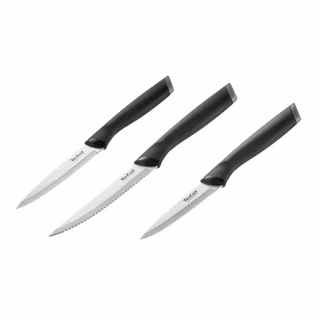 Набор ножей Tefal Essential 3шт, нержавіюча сталь, пластик, чорний (K2219455)