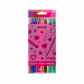 Карандаши цветные Kite Heart пластикові, 12 кольорів (K24-049-2)